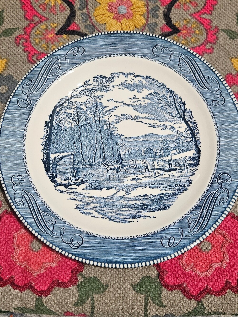 Currier & Ives Serving Platter "Getting Ice"